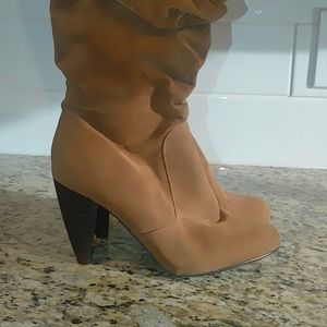 Brown suede stiletto heeled women's boots size six and a half